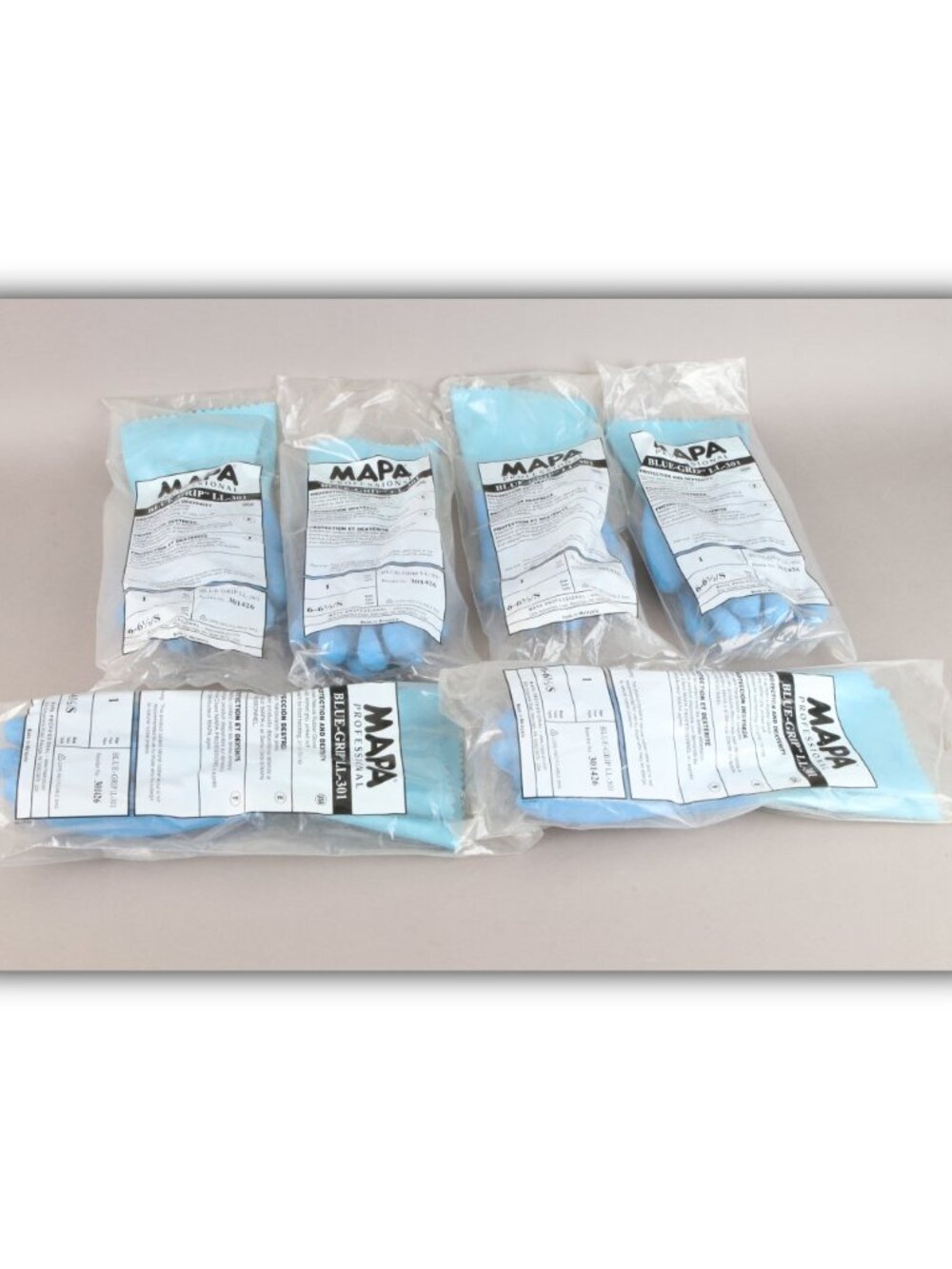 6 pairs of MAPA Professional Glove Blue-Grip LL-301 6-6 1/2" Small